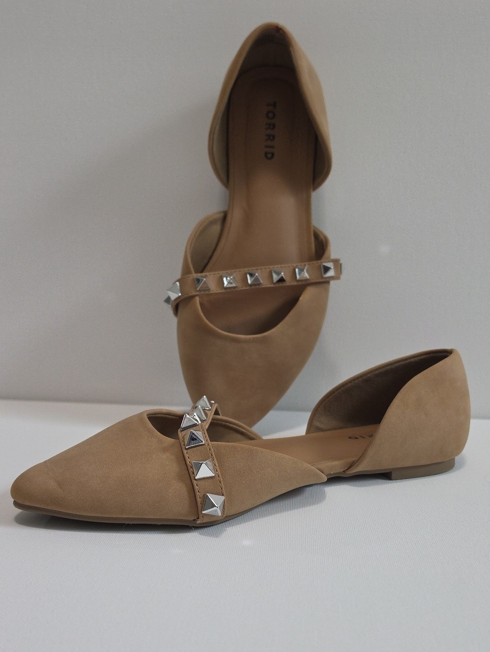 torrid Tan Studded D'Orsay Pointed-Toe Flats